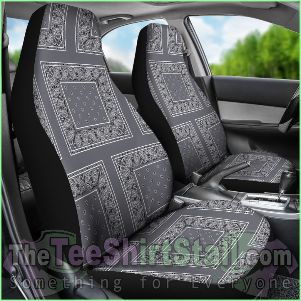 Classic Gray Bandana Car Seat Covers -Patch