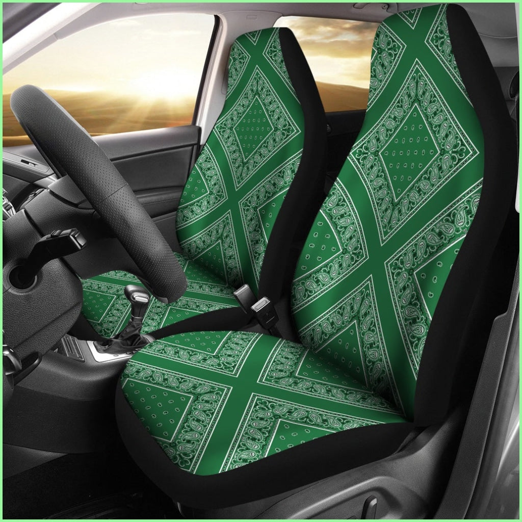 Classic Green Bandana Car Seat Covers - Diamond