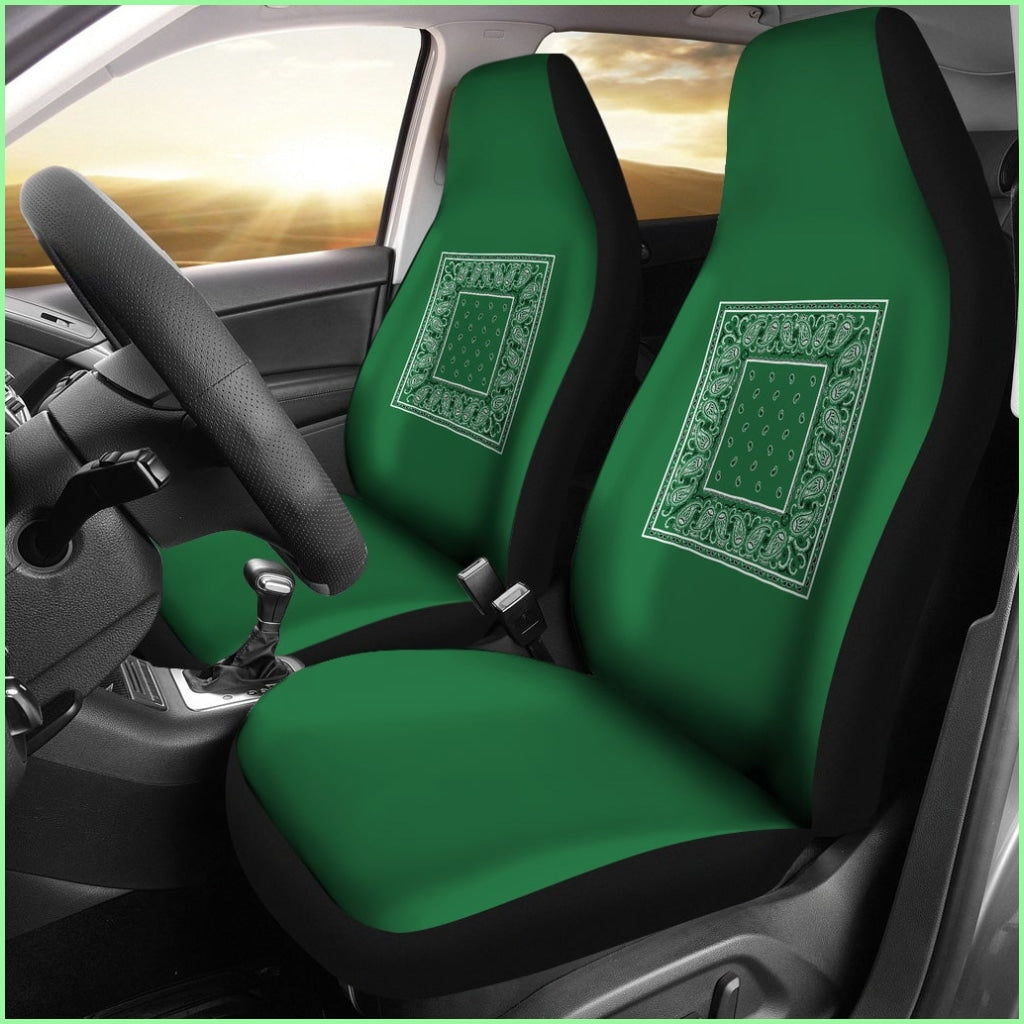 Classic Green Bandana Car Seat Covers - Minimal