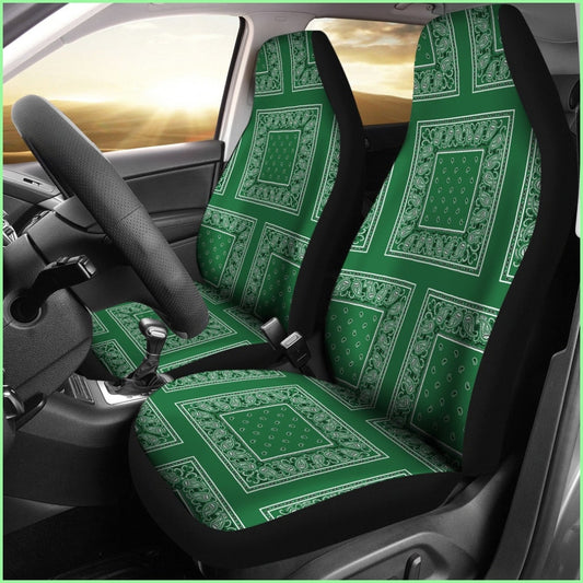 Classic Green Bandana Car Seat Covers - Patch