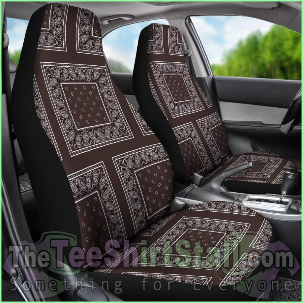 Coffee Brown Bandana Car Seat Covers - Patch