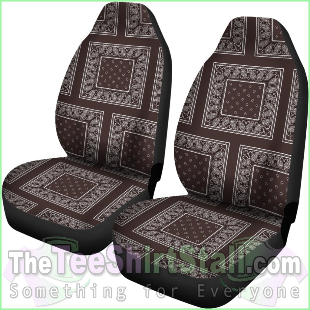 Coffee Brown Bandana Car Seat Covers - Patch