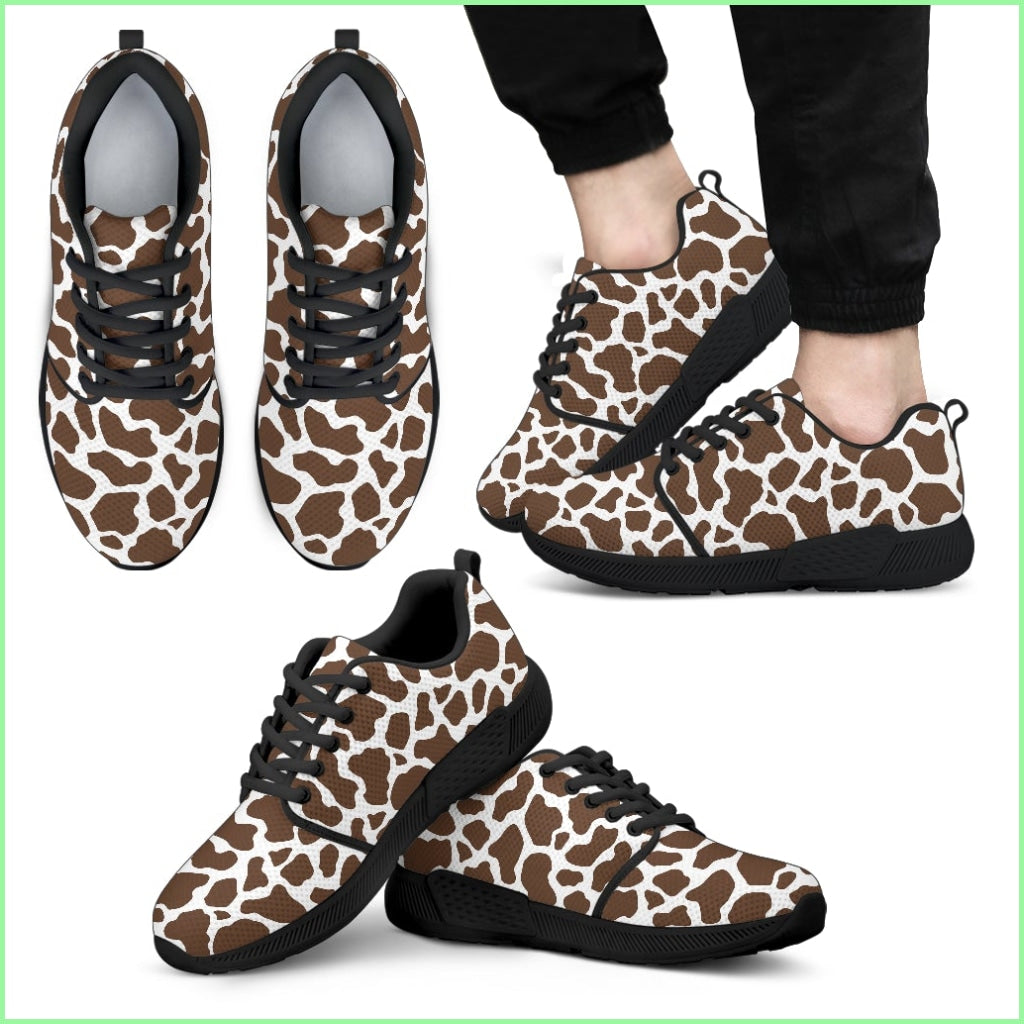 Cow Print Mens Athletic Sneaker Black