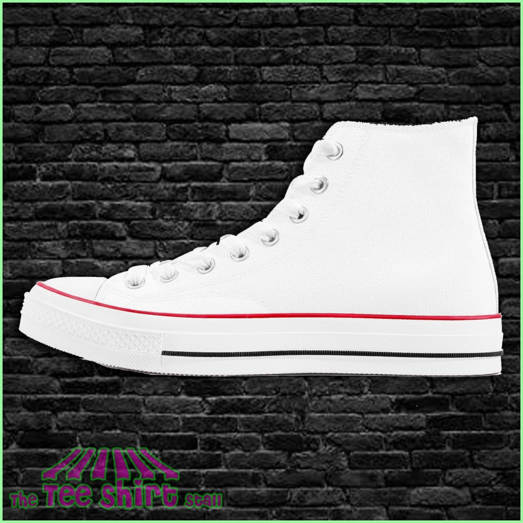 Custom High Top Canvas Shoes - White Women Us5 / Eu36