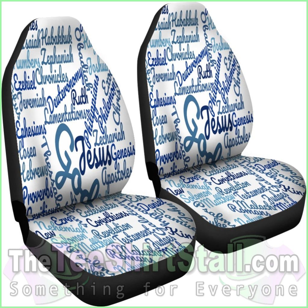 Custom-Made Holy Bible Books White Blue Car Seat Cover