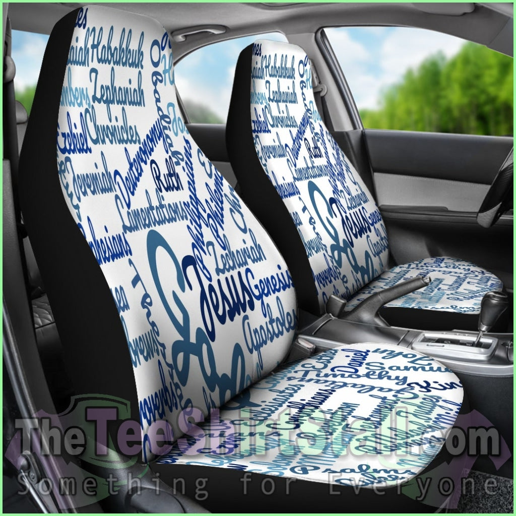 Custom-Made Holy Bible Books White Blue Car Seat Cover