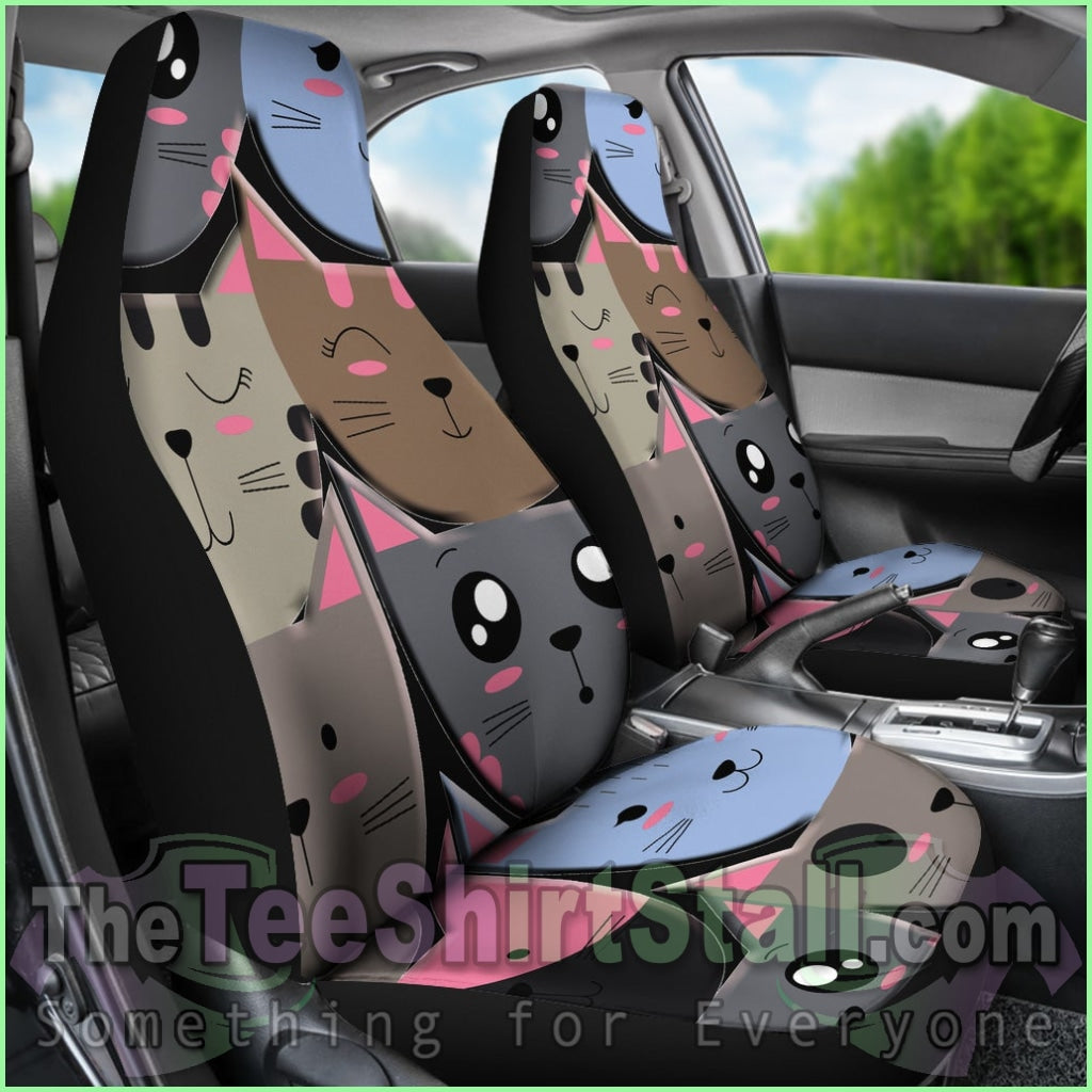 Cute Cat Faces Car Seat Cover