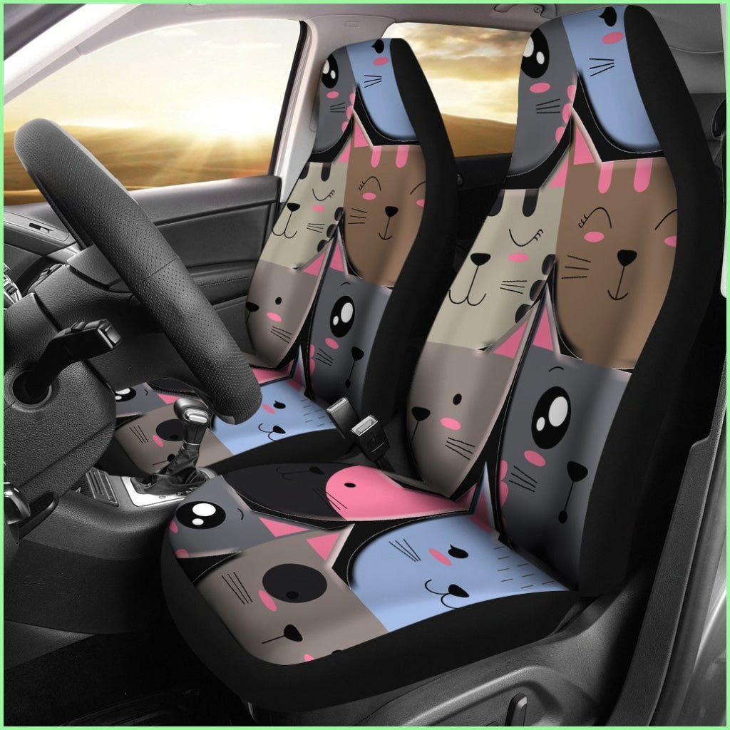 Cute Cat Faces Car Seat Cover