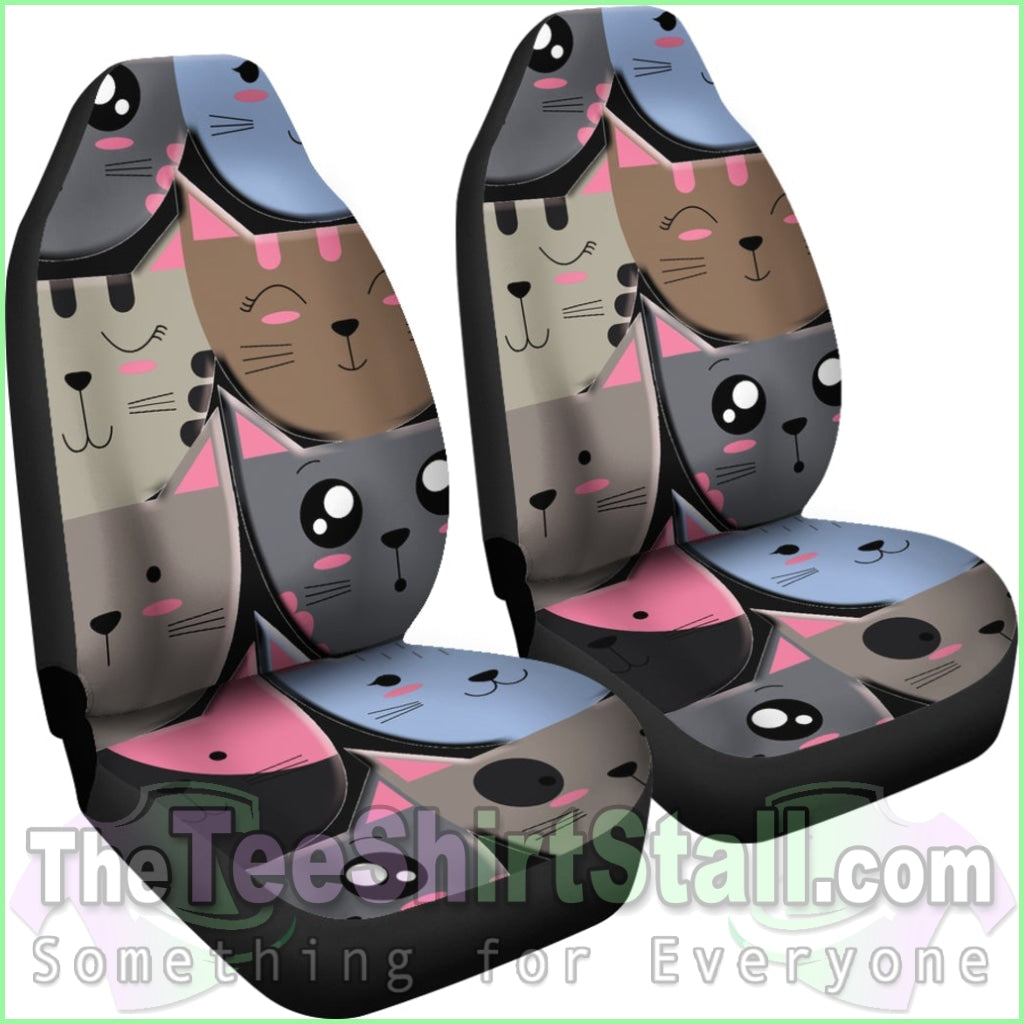 Cute Cat Faces Car Seat Cover