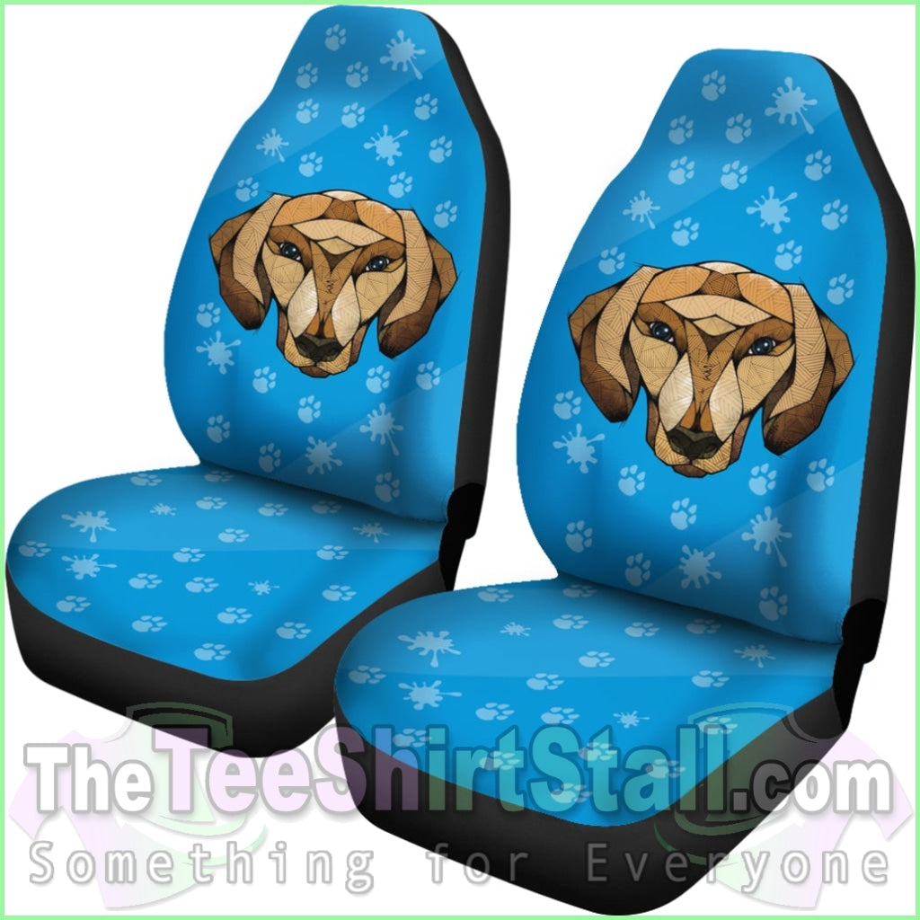 Dachshund Face Blue Car Seat Covers