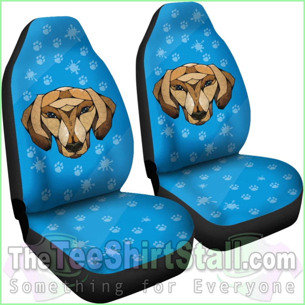 Dachshund Face Blue Car Seat Covers