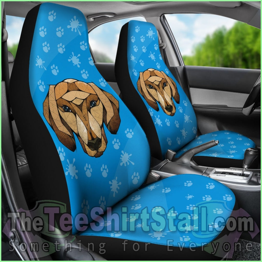 Dachshund Face Blue Car Seat Covers