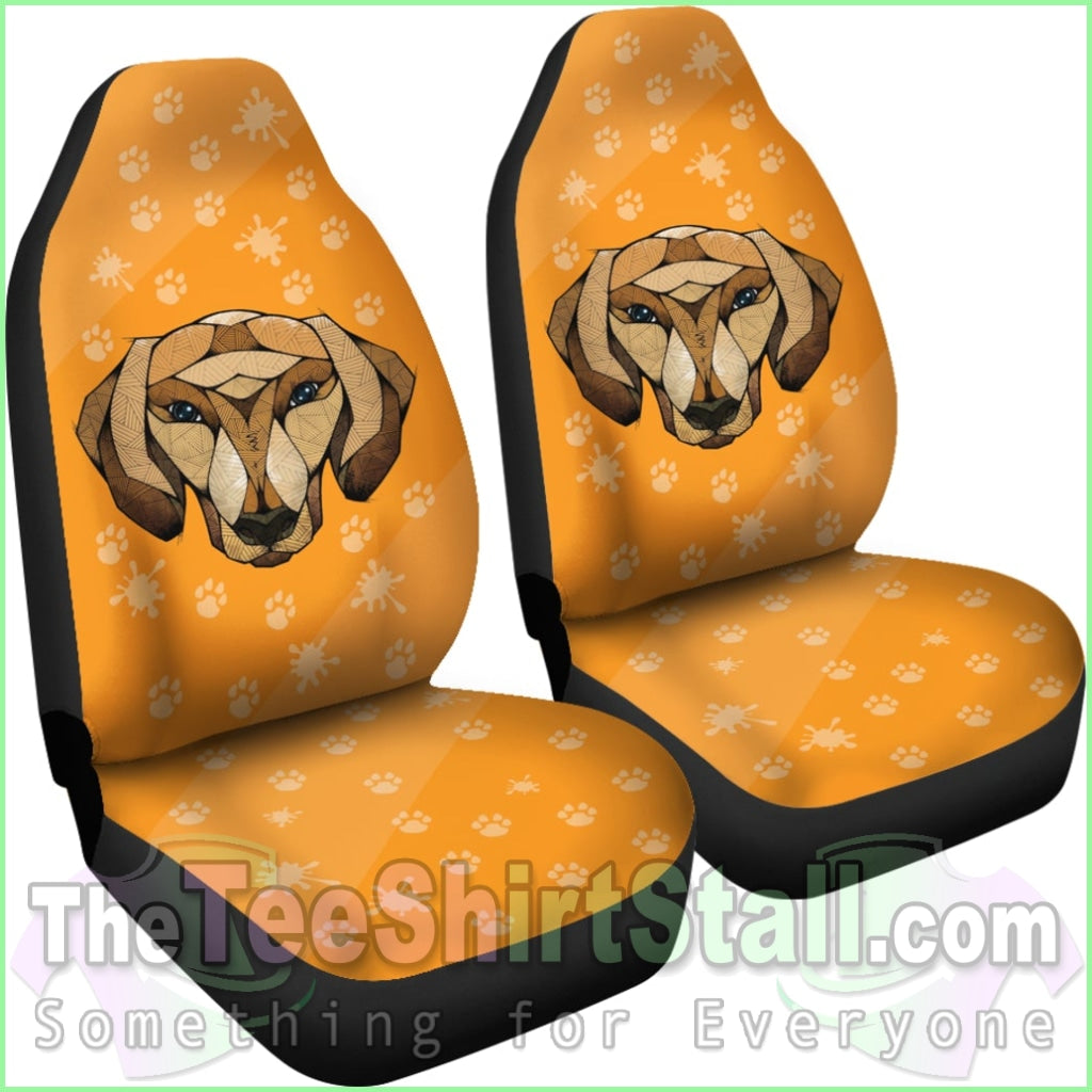 Dachshund Face Orange Car Seat Covers