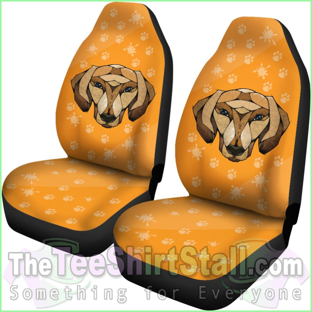 Dachshund Face Orange Car Seat Covers