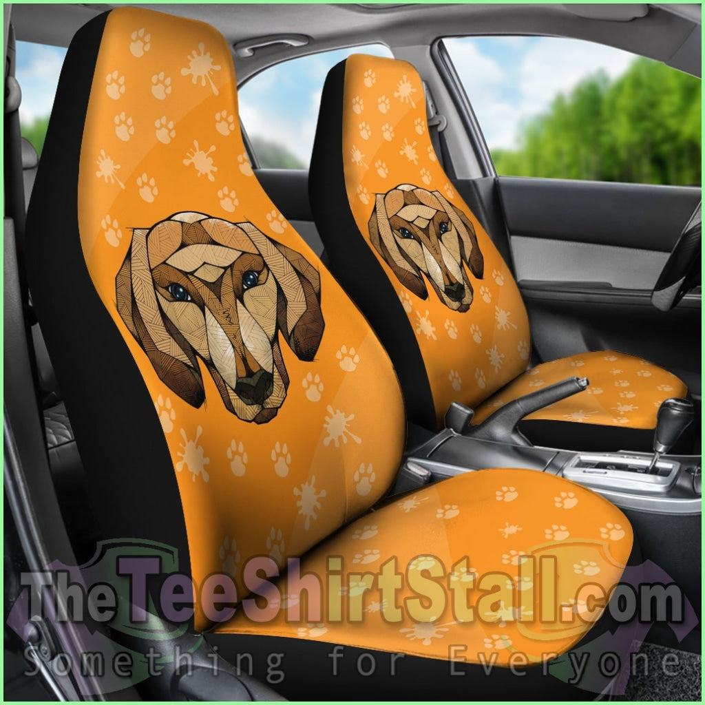 Dachshund Face Orange Car Seat Covers