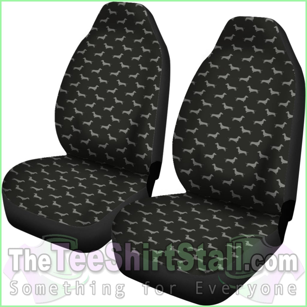 Dachshund Pattern Black Car Seat Covers