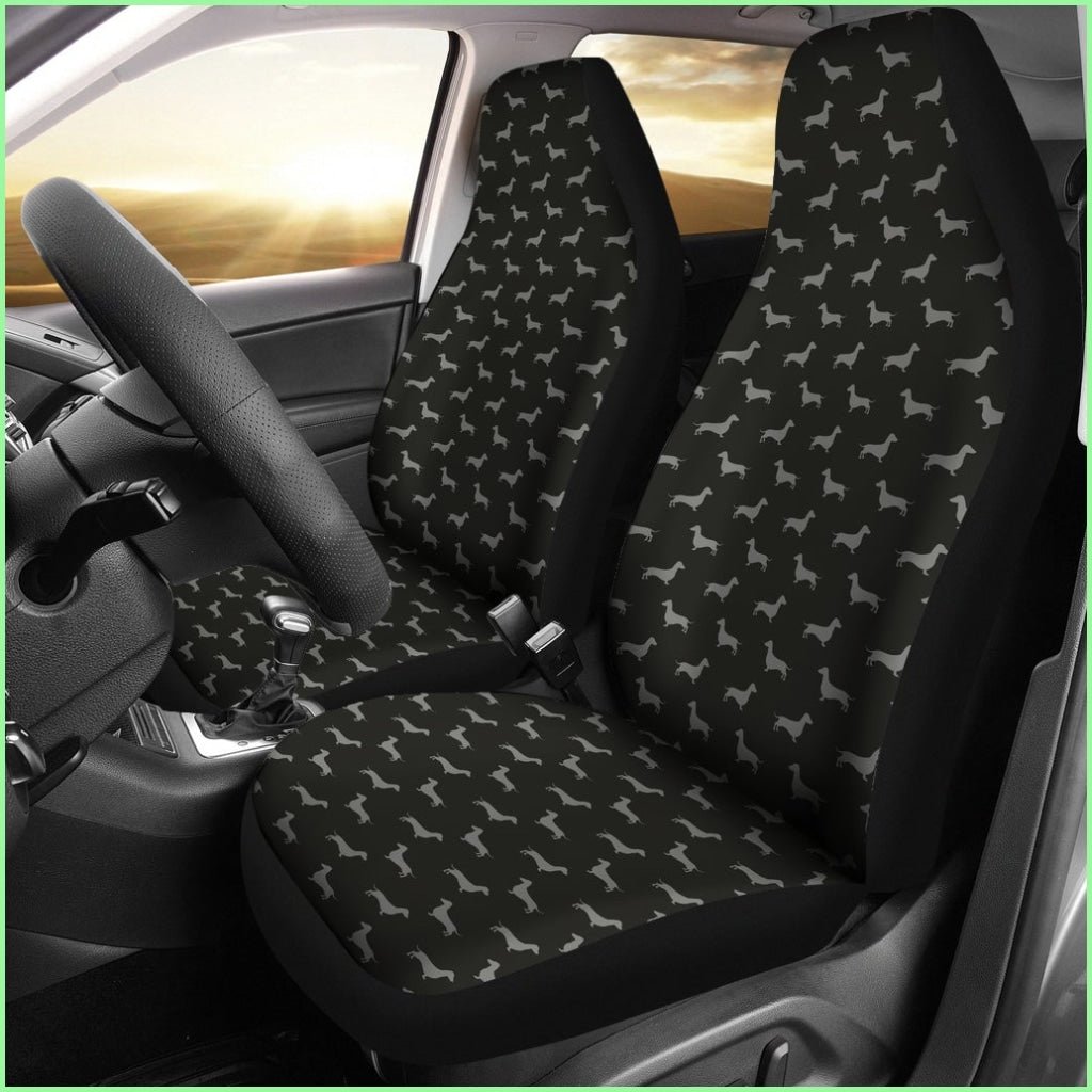 Dachshund Pattern Black Car Seat Covers