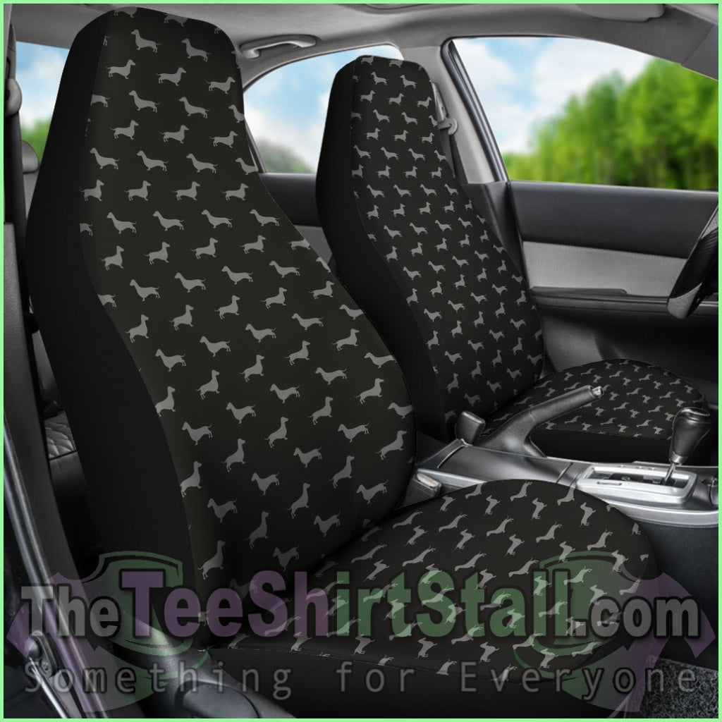 Dachshund Pattern Black Car Seat Covers