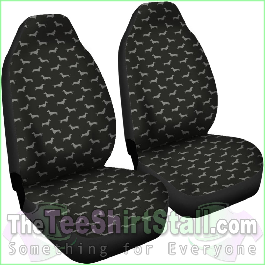 Dachshund Pattern Black Car Seat Covers