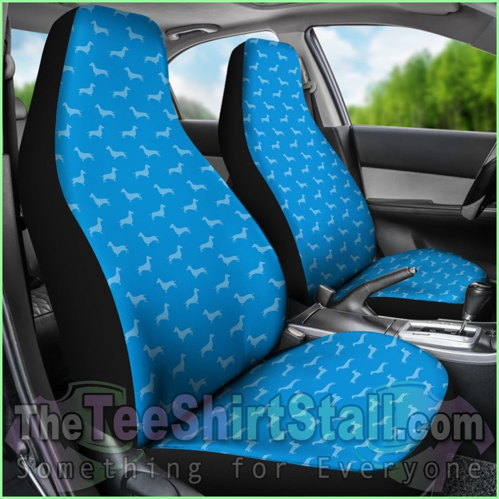 Dachshund Pattern Blue Car Seat Covers