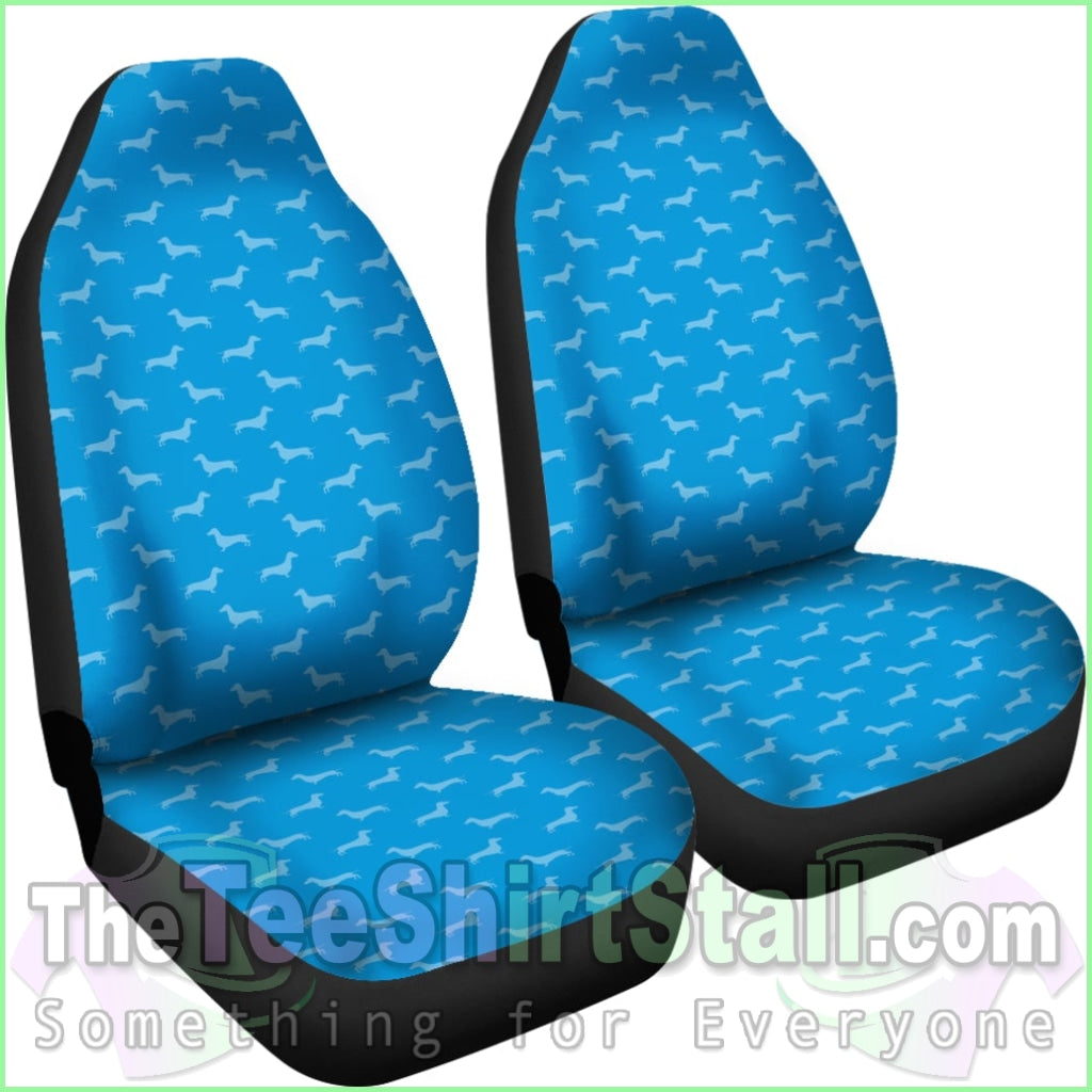 Dachshund Pattern Blue Car Seat Covers