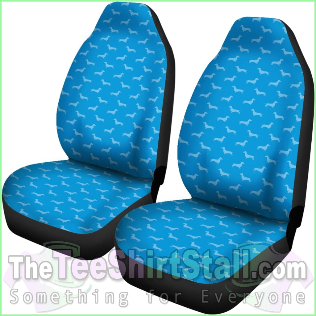 Dachshund Pattern Blue Car Seat Covers