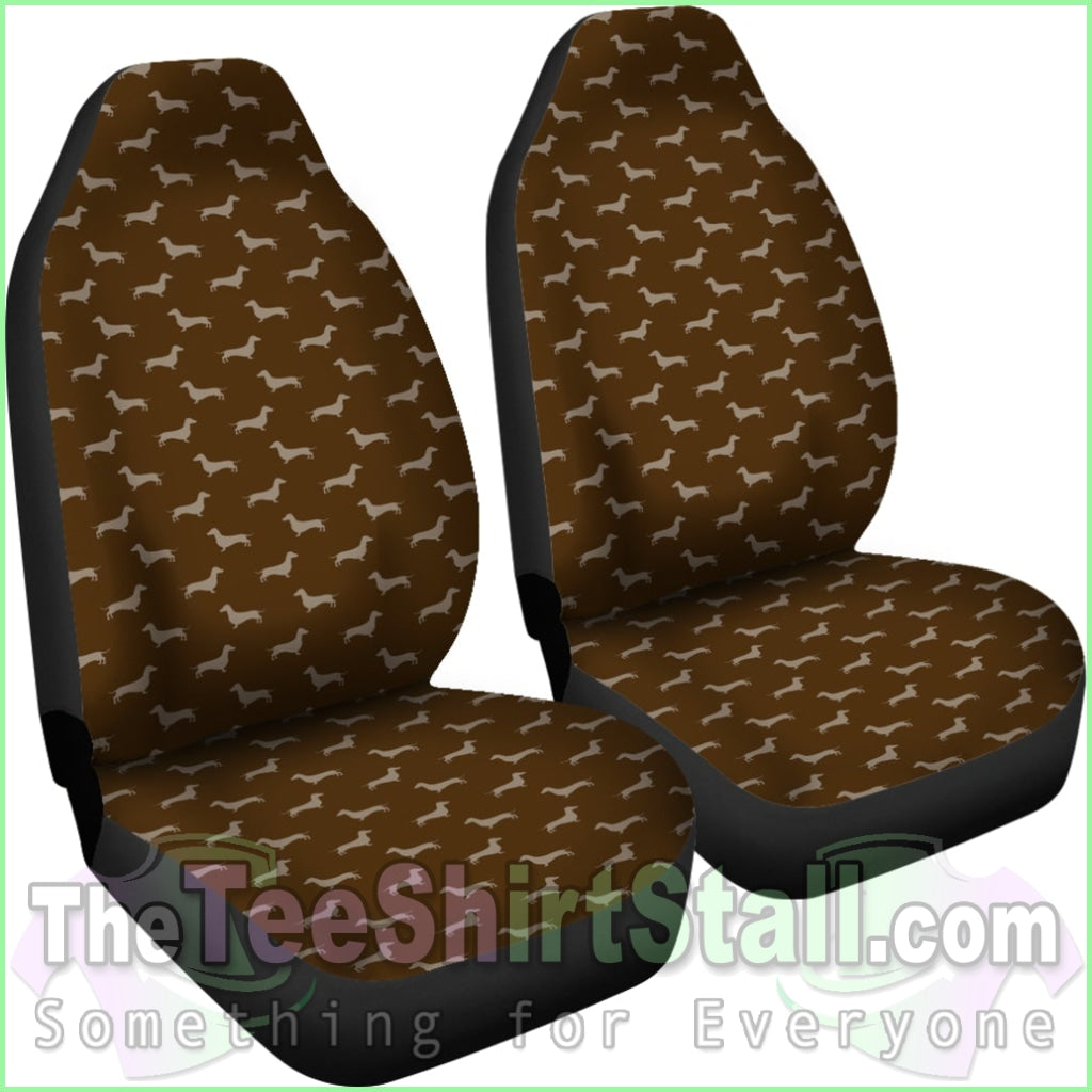 Dachshund Pattern Brown Car Seat Covers