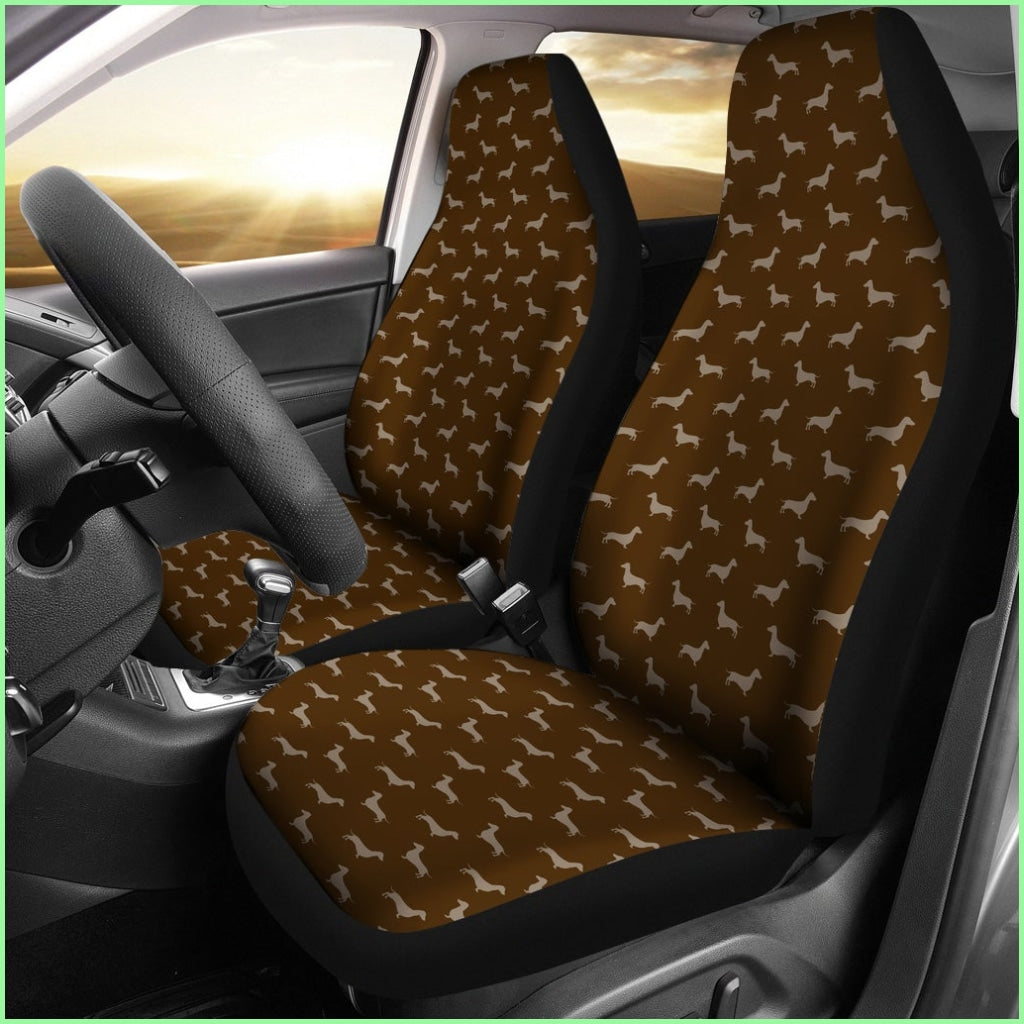 Dachshund Pattern Brown Car Seat Covers