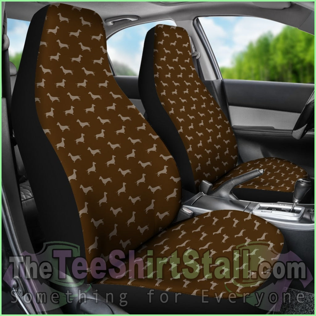 Dachshund Pattern Brown Car Seat Covers