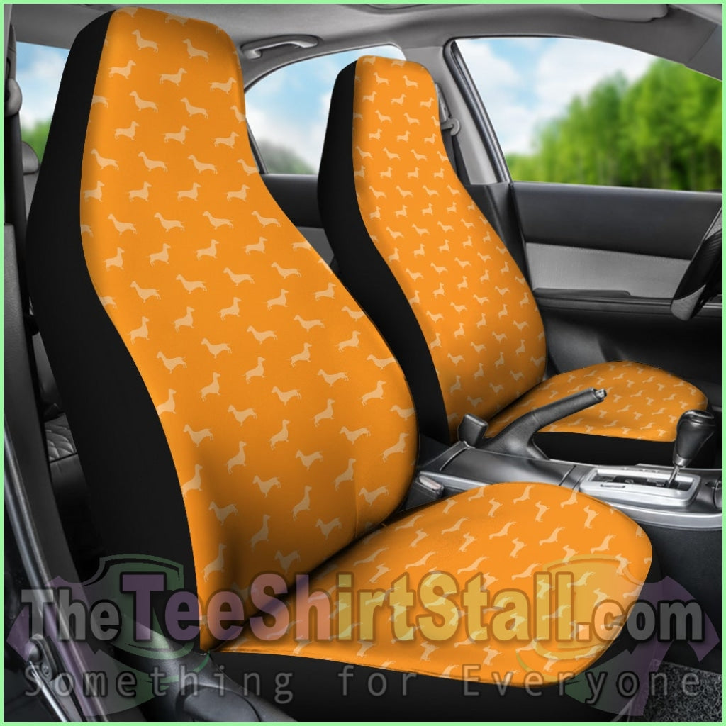 Dachshund Pattern Orange Car Seat Covers