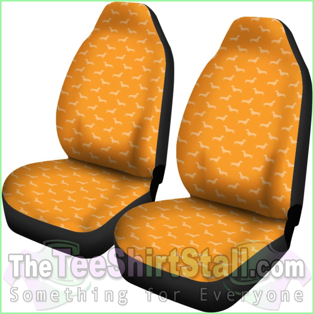 Dachshund Pattern Orange Car Seat Covers