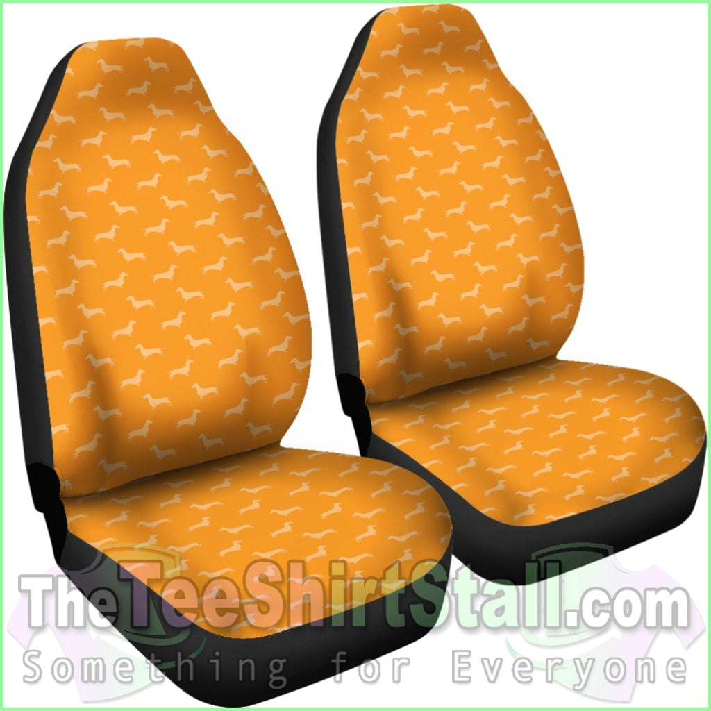 Dachshund Pattern Orange Car Seat Covers