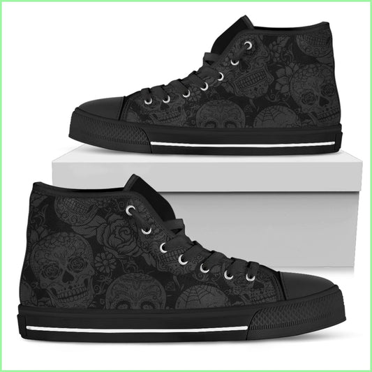 Dark Sugar Skull Shoes Womens High Top