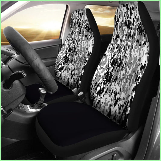 Digital Camo Black & White Car Seat Covers