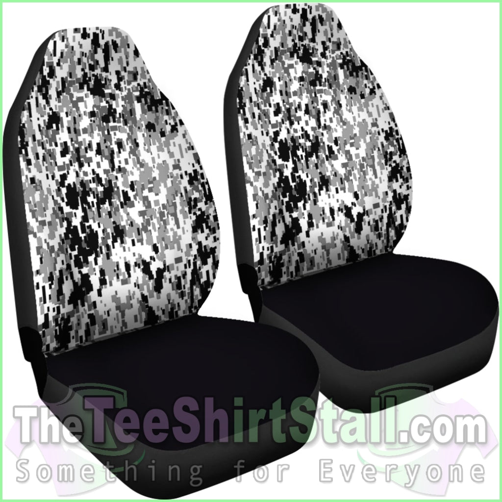 Digital Camo Black & White Car Seat Covers