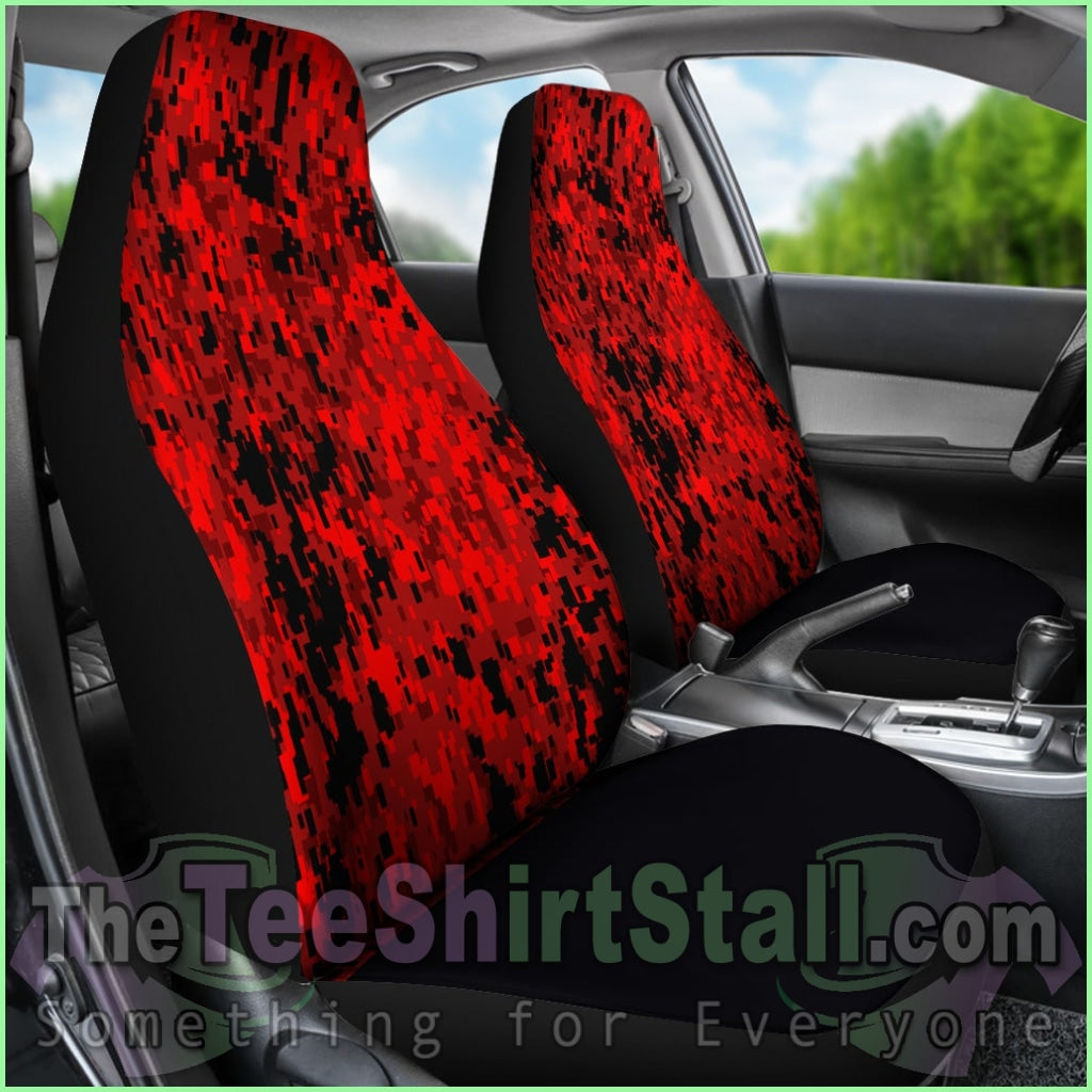 Digital Camouflage Red Car Seat Covers