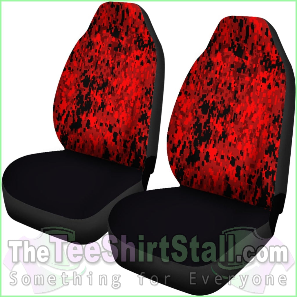 Digital Camouflage Red Car Seat Covers