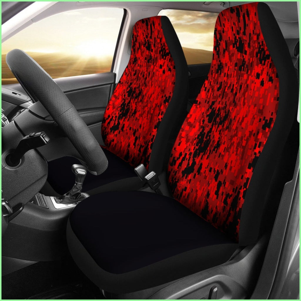 Digital Camouflage Red Car Seat Covers