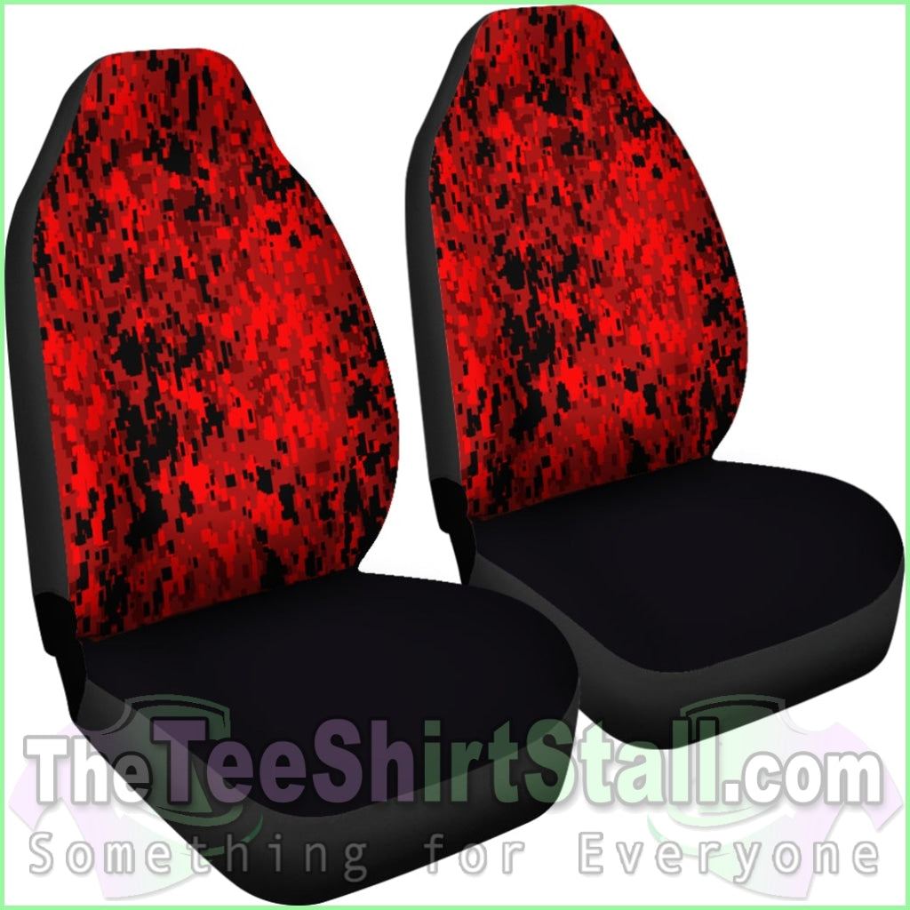 Digital Camouflage Red Car Seat Covers