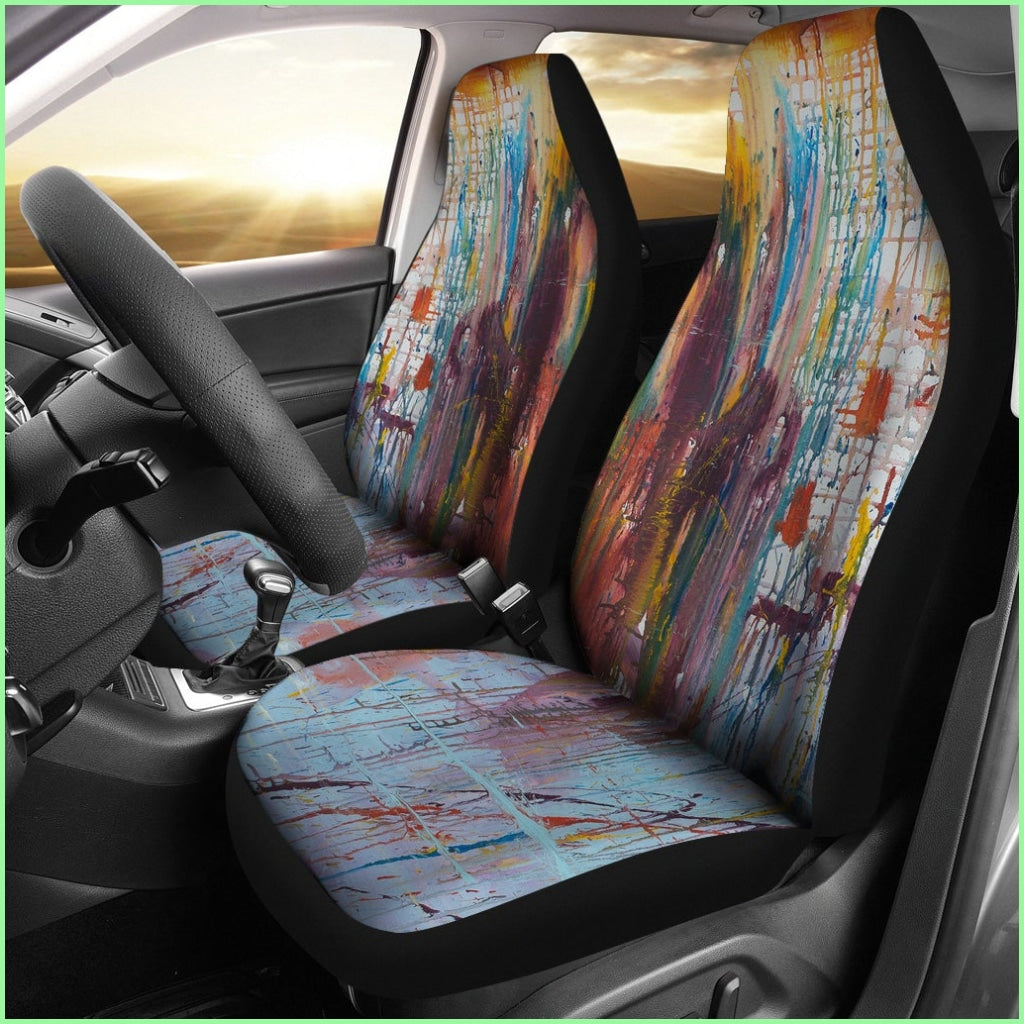 Drizzled Car Seat Covers From Expressionistic Fine Art Painting