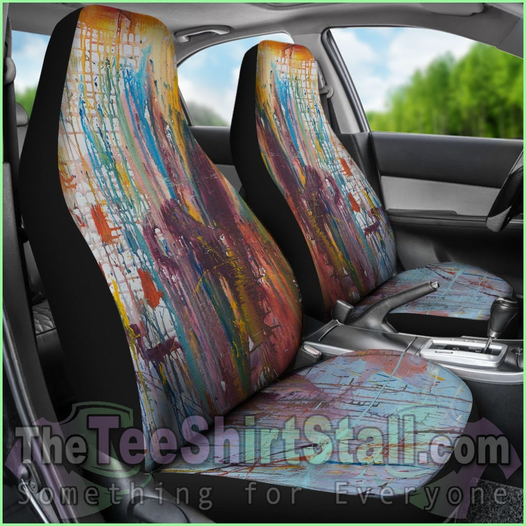 Drizzled Car Seat Covers From Expressionistic Fine Art Painting