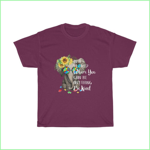 Elephant Be Kind - Autism Tee L / Maroon T-Shirt