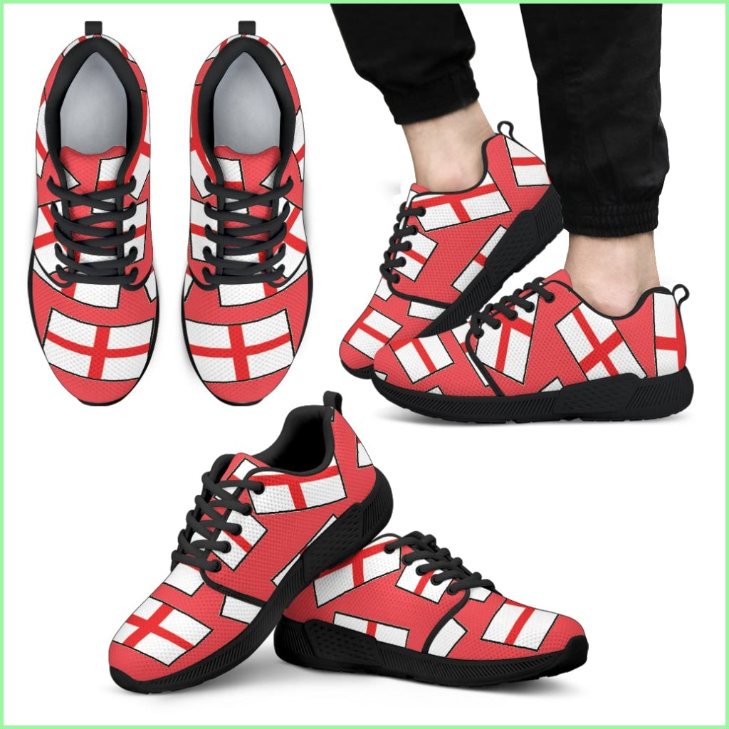 Englands Pride! Flagshoe - Mens Athletic Sneaker (Red Bg )