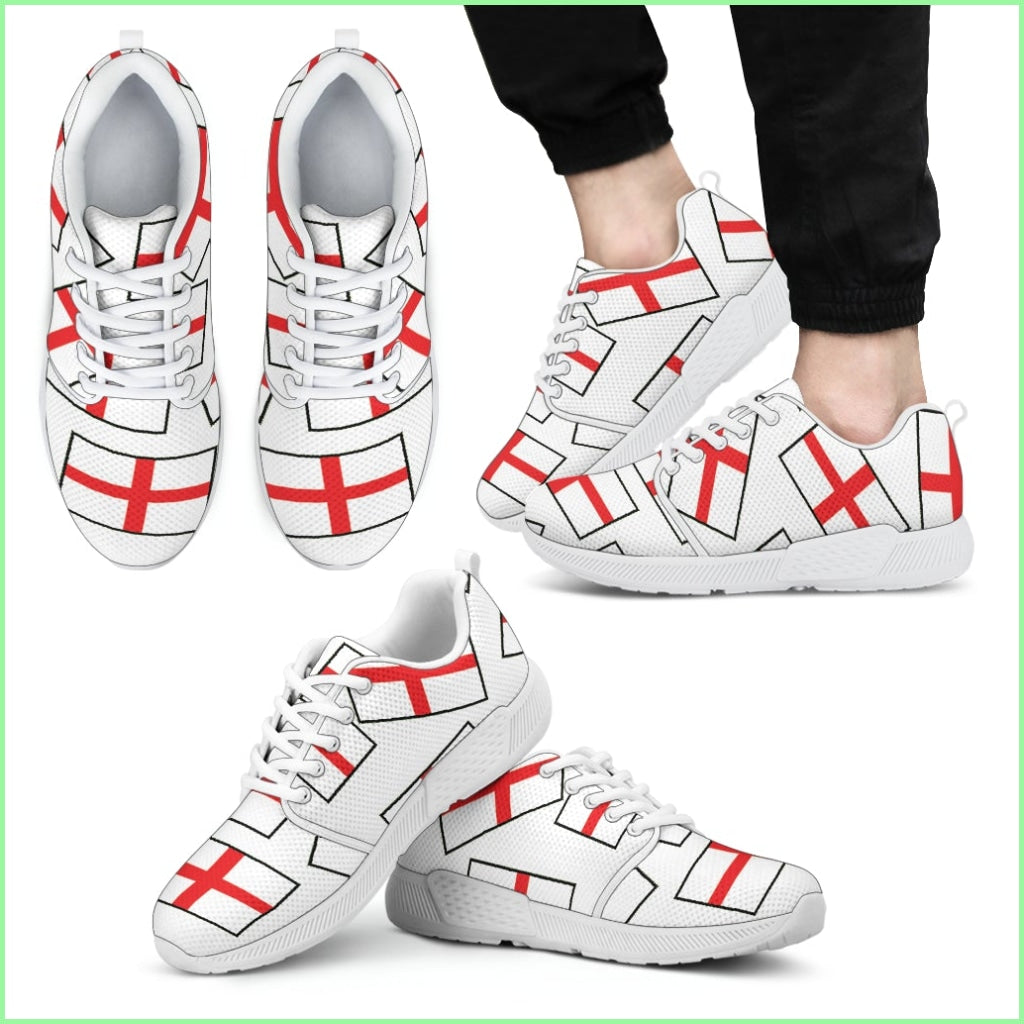 Englands Pride! Flagshoe - Mens Athletic Sneaker (White Lace)