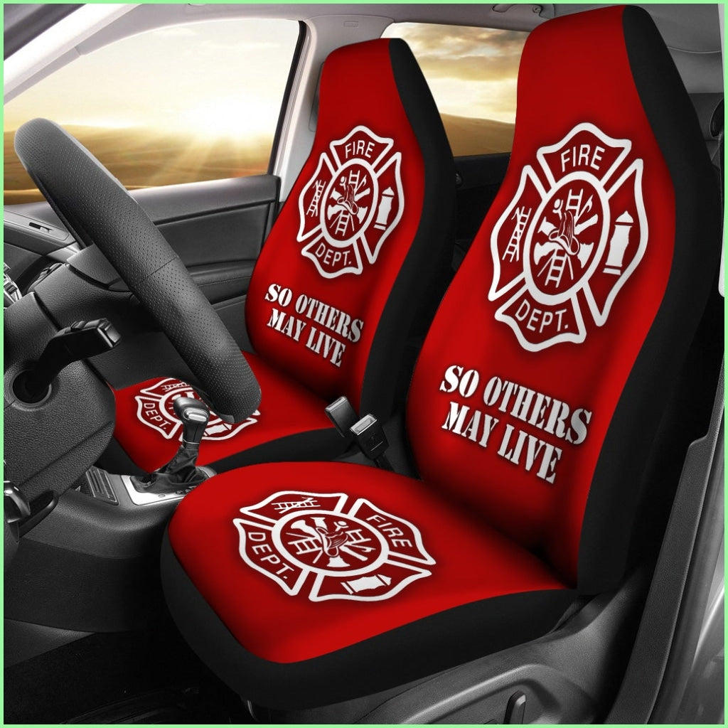 Fire Department Red Car Seat Covers