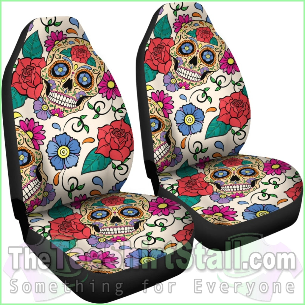 Flower Sugar Skull Car Seat Covers