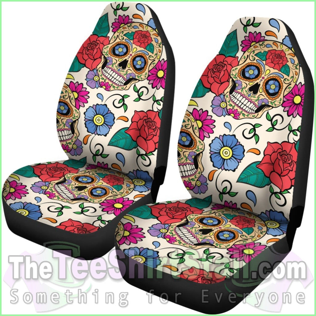 Flower Sugar Skull Car Seat Covers