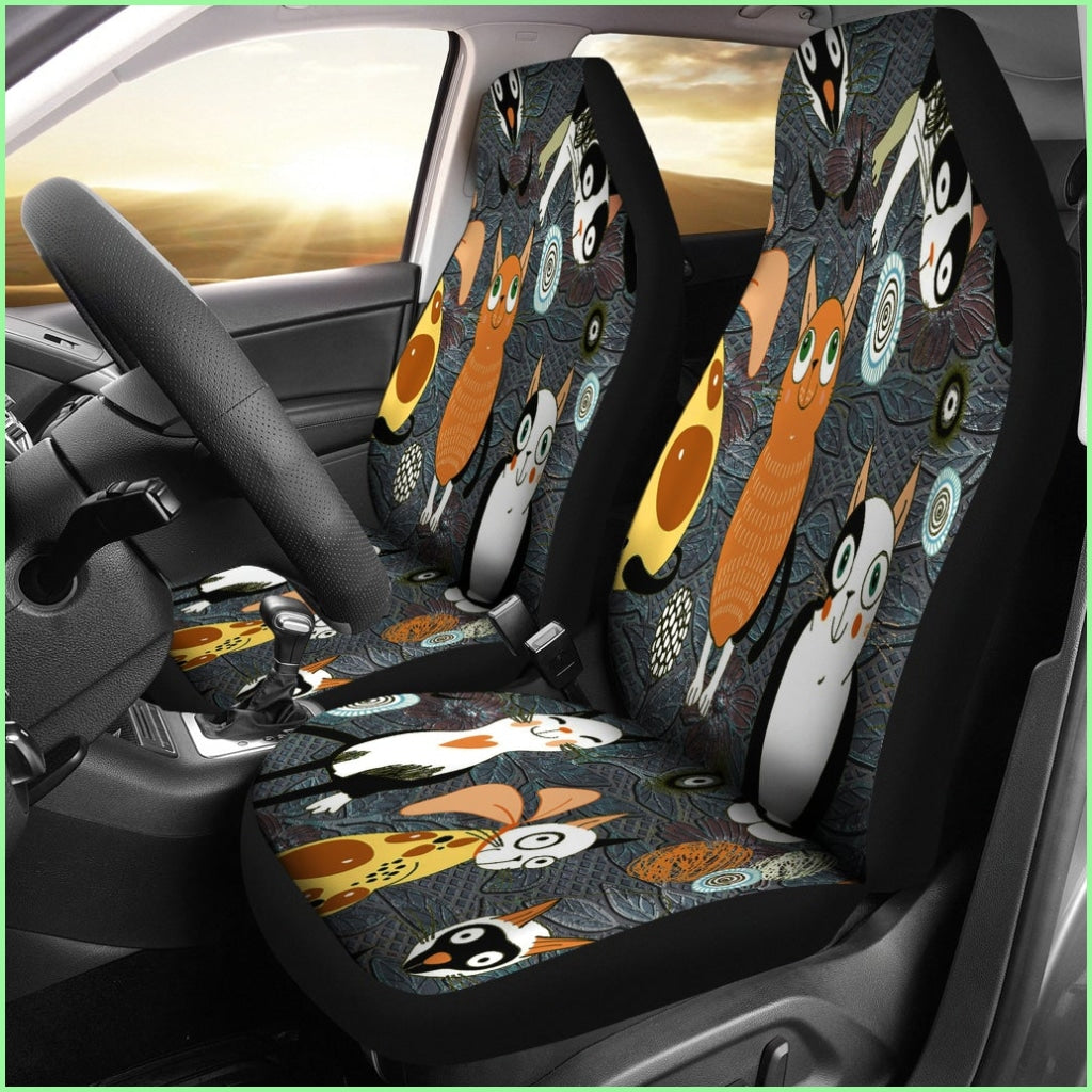 Funny Cat Crowd Car Seat Covers