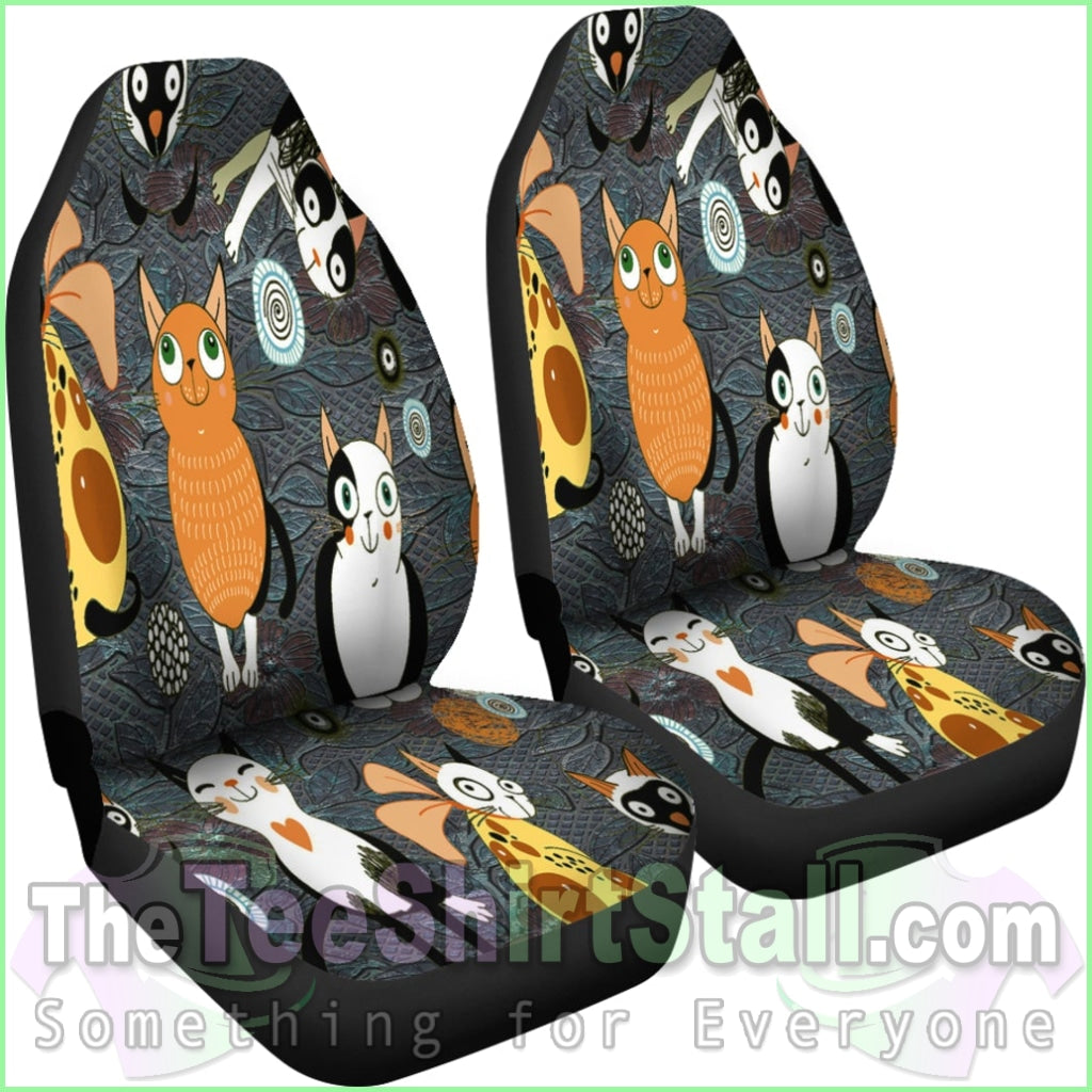 Funny Cat Crowd Car Seat Covers