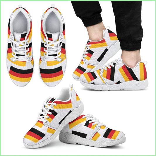 Germanys Pride! Flagshoe - Mens Athletic Sneaker (White Bg White Lace)